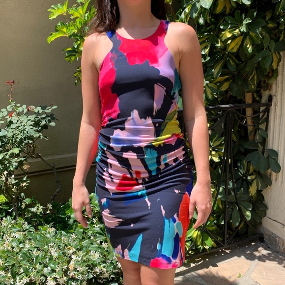 TRINA TURK Watercolor Halter Mini Dress - Picture 1 of 7